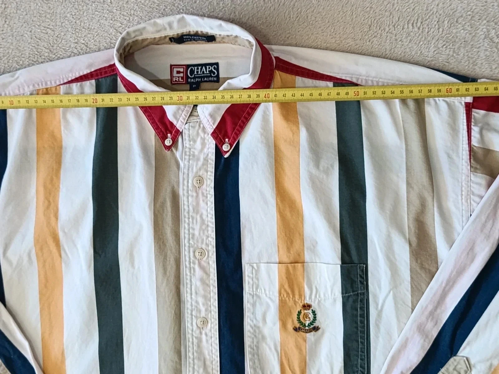 Chemise Chaps Ralph Lauren Vintage regenboogstrepen Geborduurd logo Maat XL – photo 15